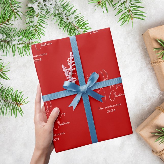 Röda vita abstrakter renar modern jul presentpapper (Skapare uppladdad)