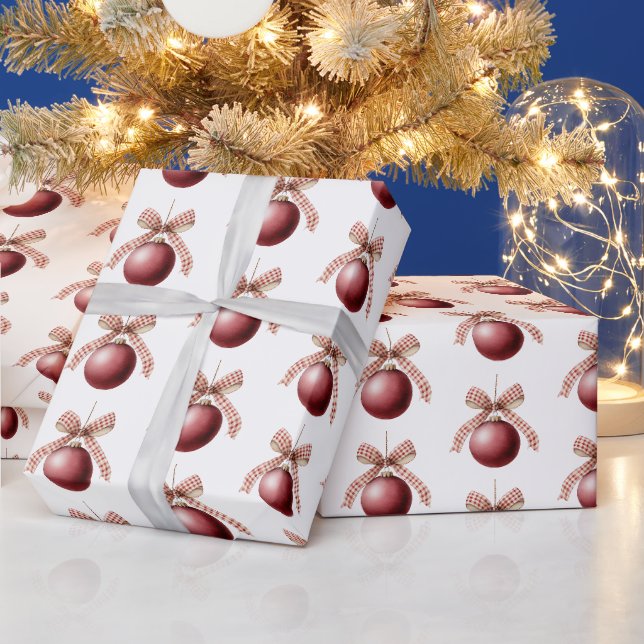 Röda vita båge prydnader jul presentpapper (Helgdagar)