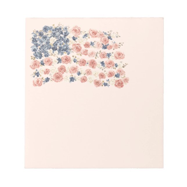 Röda Vita Blå Blommor Anteckningsblock (Framsida)