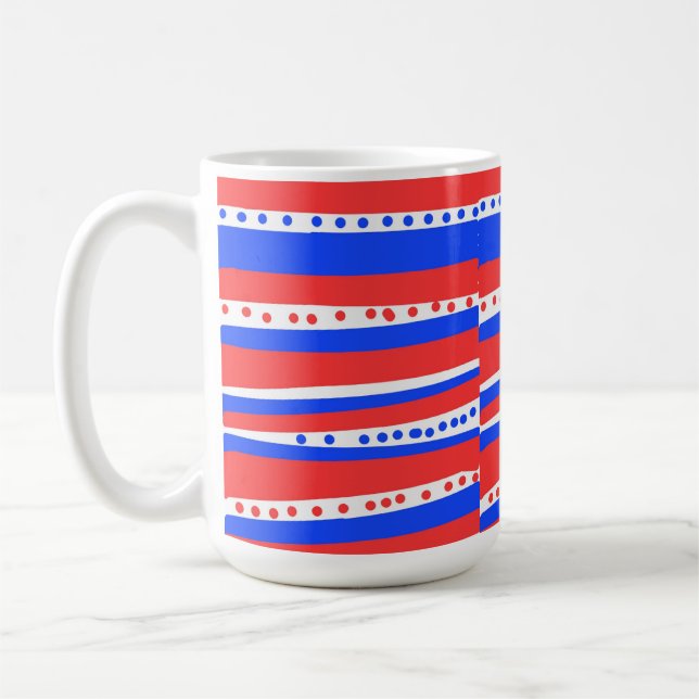 Röda Vita Blå Cirklar Ränder Chili Kaffemugg (Vänster)