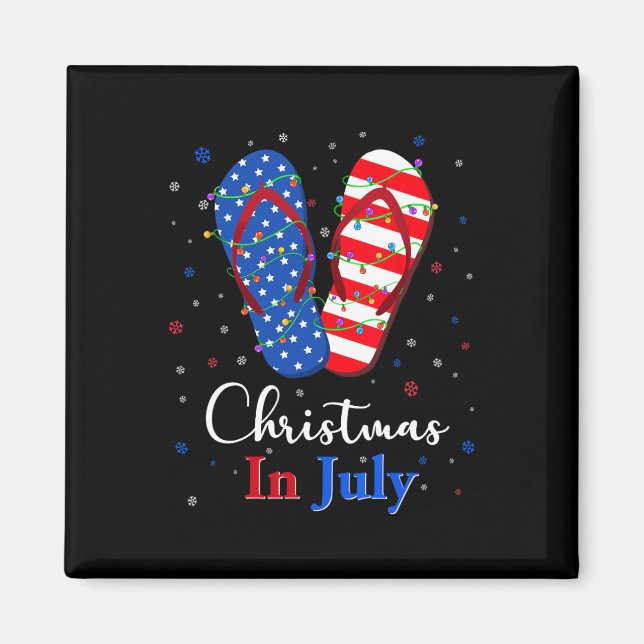 Röda Vita Blå Flip Flops Usa Flagga Ljus Jul Magnet (Framsidan)
