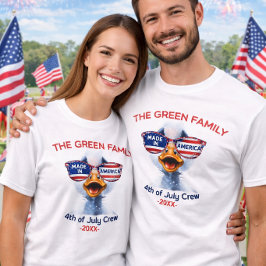 Röda Vita Blå Fyrverkerier 4:e Juli Familj Crew  T Shirt