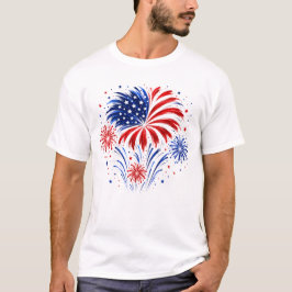 Röda Vita Blå Fyrverkerier 4:e Juli T Shirt