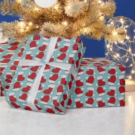 Röda Vita Blå Julstrumpor Handskar Presentpapper