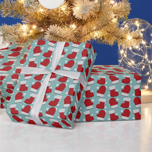 Röda Vita Blå Julstrumpor Handskar  Presentpapper (Helgdagar)