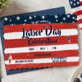 Röda, Vita & Blå Ränder Labor Day-fest Inbjudningar