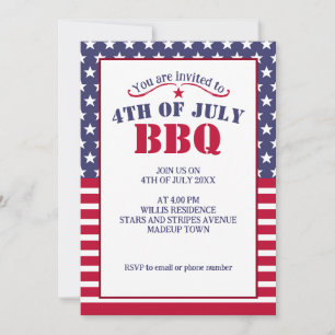 Röda Vita Blå Stjärnor Ränder USA flagga 4 Juli Gr Inbjudningar