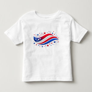 Röda Vita Blå Stjärnor & Vågdesign – USA Stolthet T Shirt