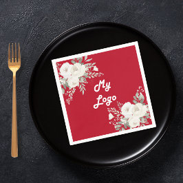 Röda vita blommigtar, logotyp pappersservett