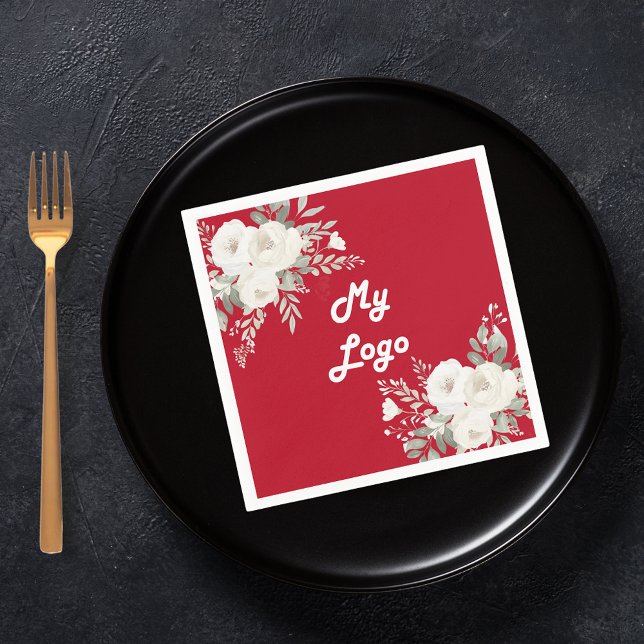 Röda vita blommigtar, logotyp pappersservett (Skapare uppladdad)