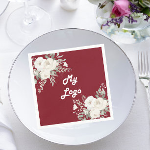 Röda vita blommigtar, logotyp pappersservett