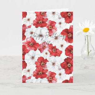 Röda Vita Blommor Födelsedag Kort