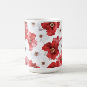 Röda Vita Blommor Kaffemugg