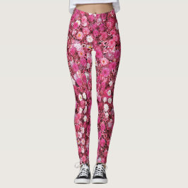 Röda vita blommor leggings