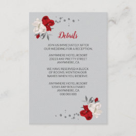 Röda & vita blommor silverblad detaljer tilläggskort
