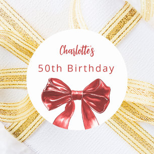 Röda vita buggar Birthday Runt Klistermärke