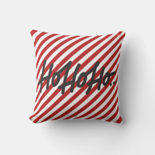 Röda Vita Diagonala Ränder Semester Jul HO HO Kudde