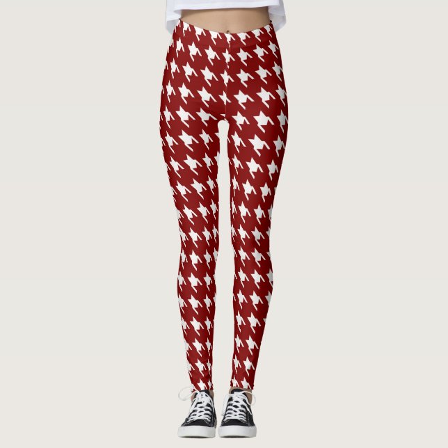 Röda/vita Geometriska kvinnors bensin Leggings (Framsida)