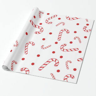 Röda Vita Godisstavar Jul Högluster Prickar Presentpapper