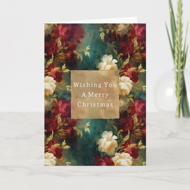 Röda Vita Gröna Blommor Kort (Framsida)