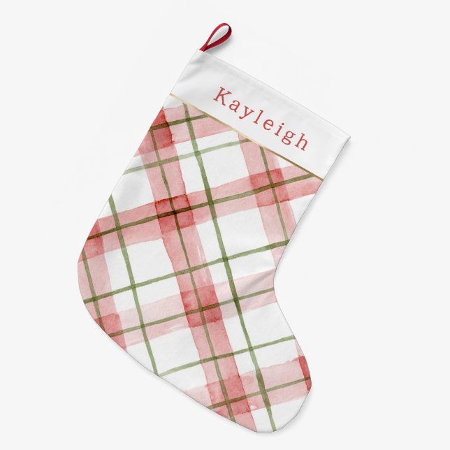 Röda Vita Gröna Ränder Jul   Stor Julstrumpa (Framsidan (Hängande))