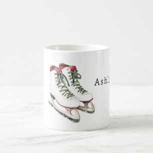 Röda Vita Gröna Snören Vinter Is Skridskor Kaffemugg