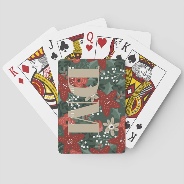 Röda, vita, Grönt och Grått Initialer-spelkort Casinokort (Baksidan)