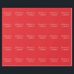 Röda & Vita Handskrivna Par Namn Bröllop Presentpapper<br><div class="desc">Du kan enkelt ändra typsnitten,  bakgrundsbilden och färgen,  bokstavstecken.</div>