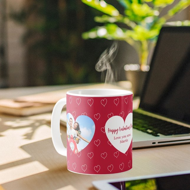 Röda, vita hjärtan, foto Alla hjärtans dag Kaffemugg (Skapare uppladdad)