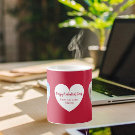 Röda, vita hjärtan, foto Alla hjärtans dag Kaffemugg