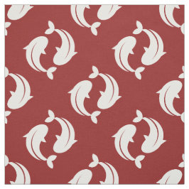 Röda vita Koi Fiskar, orientaliskt mönster tyg