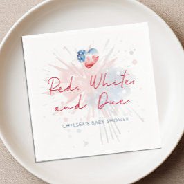 Röda Vita & Kommer Snart Baby Shower Servetter