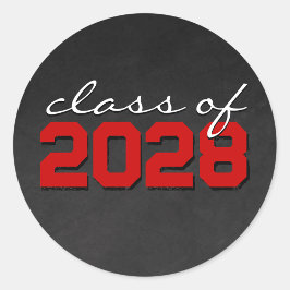 Röda & Vita Kritkort Examensdekaler Runt Klistermärke