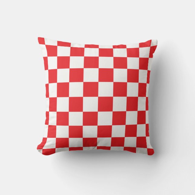 Röda vita kroatiska Checkers Mönster Kudde (Framsida)