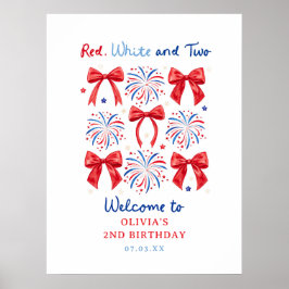 Röda vita och 2 juli 2:a födelsedag poster