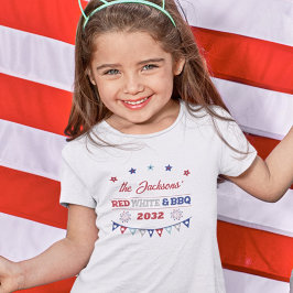 Röda vita och BBQ 4:e July patriotiska fyrverkerie T Shirt