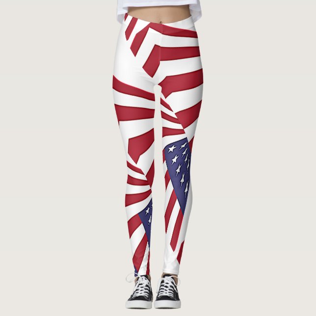 Röda vita och blå baljväxter i USA Leggings (Framsida)