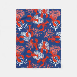 Röda vita och blå blåblåsor Kustmönster Fleecefilt