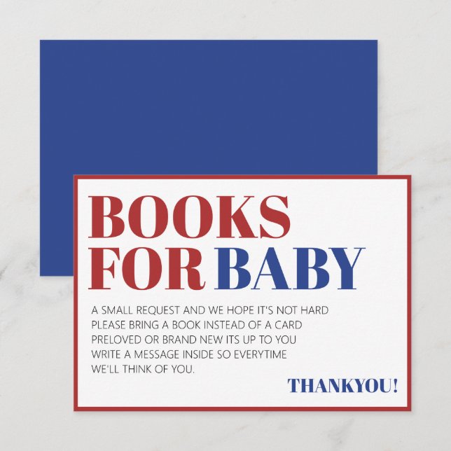 Röda vita och blå Bokar för Baby 4 juli Tilläggskort (Fram/baksida)