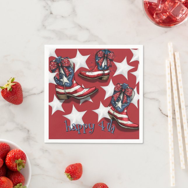 Röda vita och blå Boots och Bows Pappersservett (Insitu)