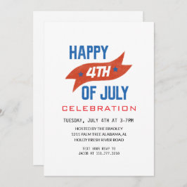 Röda vita och blå Fjärde juli Independence day Inbjudningar