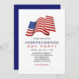Röda vita och blå Fjärde juli Independence day Inbjudningar