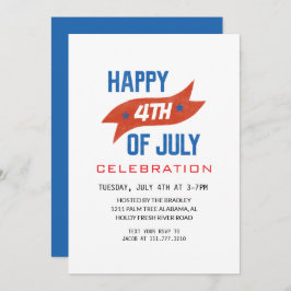 Röda vita och blå Fjärde juli Independence day Inbjudningar