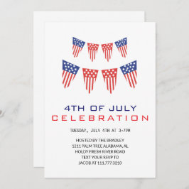 Röda vita och blå Fjärde juli Independence day Inbjudningar