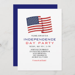 Röda vita och blå Fjärde juli Independence day Inbjudningar