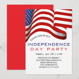 Röda vita och blå Fjärde juli Independence day Inbjudningar