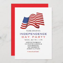 Röda vita och blå Fjärde juli Independence day Inbjudningar