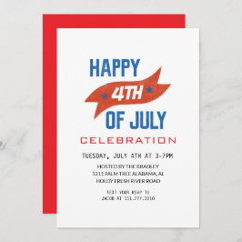 Röda vita och blå Fjärde juli Independence day Inbjudningar