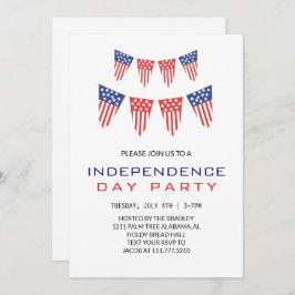 Röda vita och blå Fjärde juli Independence day Inbjudningar