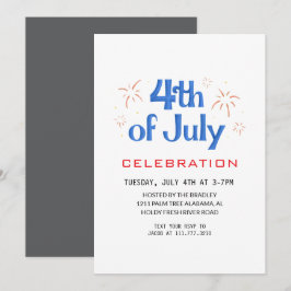 Röda vita och blå Fjärde juli Independence day Inbjudningar